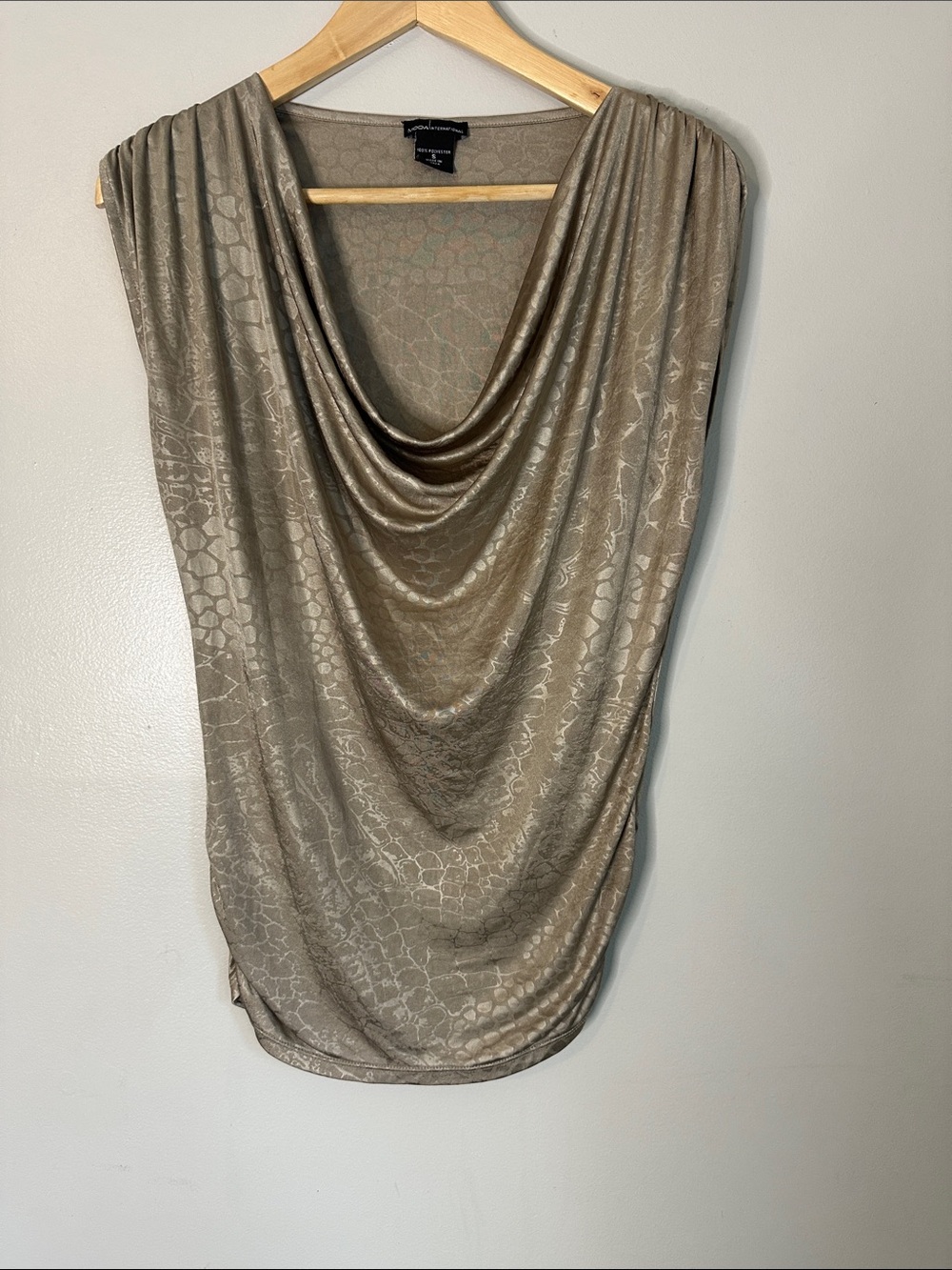 Moda International Drape Neck Snakeskin Look Blouse, Small